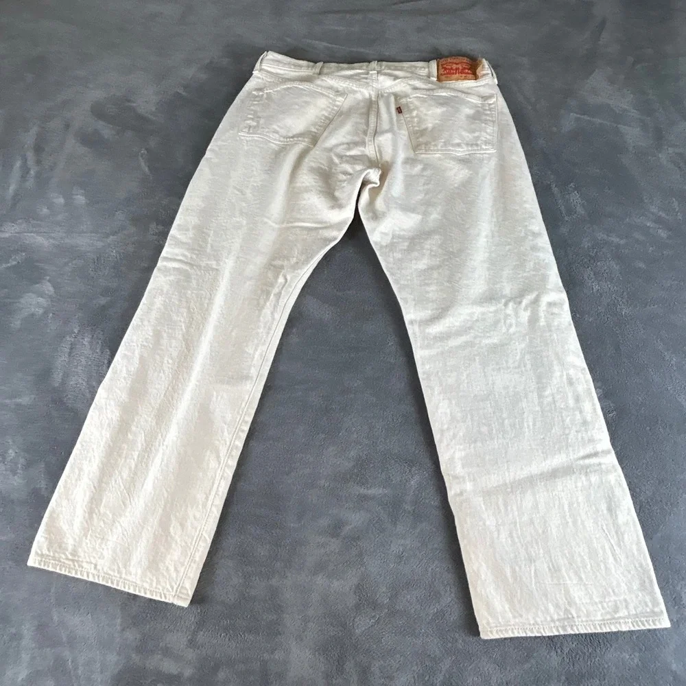 Levis 501 White Oak‎ Cone Denim Mens Jeans Off White Cream 40x30 Button Fly